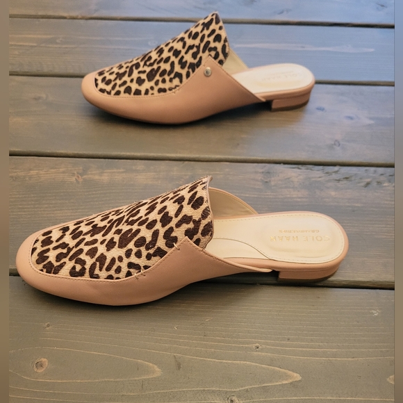 Cole Haan real fur leopard print mule slide size 7 - Picture 5 of 7